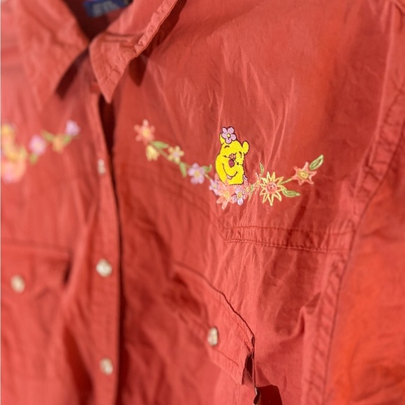 Disney Women's Coral Button Down Shirt with Winnie the Pooh Embroidery - Picture 5 of 13